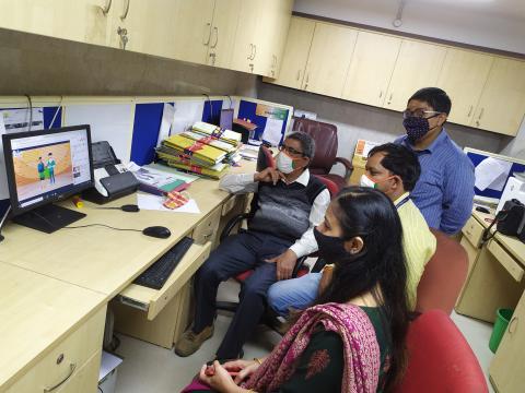 Watching a short movie on ‘Clean India –E-Waste’ by the staff members of the Department on 24.02.2021