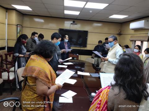 Swachhta Pledge being administered by Secretary, Department of Consumer Affairs with all senior officers on 16.02.2021