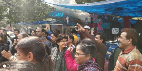27 फरवरी 2019 को नई दिल्ली के कृषि भवन के सामने एनडीएमसी मार्केट में स्वछता पखवाड़ा के दौरान नुक्कड़ नाटक